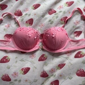 Pink Hope Floral Lace Bra